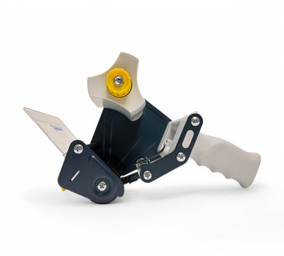 Pistol grip tape dispenser 100mm displayed for wide-format tape rolls and heavy-duty packaging operations