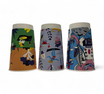 16oz double wall printed coffee cup displayed with insulated dual-layer walls for safe hot beverage takeaway