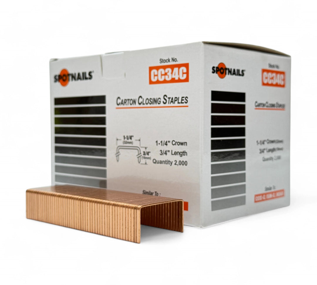 18mm x 32mm staples box of 2000 displayed loose for industrial and carton stapling with compatible heavy-duty staplers