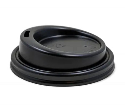 4oz black lid shown stacked for hot coffee cup sealing and takeaway drink convenience