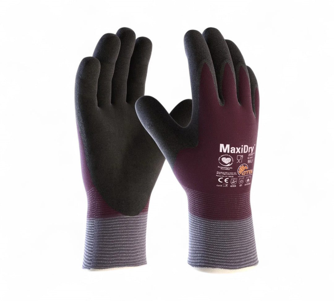 MaxiDry Zero gloves 56-451 displayed upright as a pair with thermal lining and waterproof coating for cold conditions