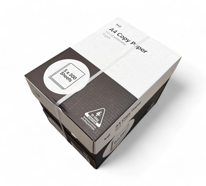 A4 white 70gsm copy paper in 210 x 297mm sheets shown ream-packed for high-speed office printers