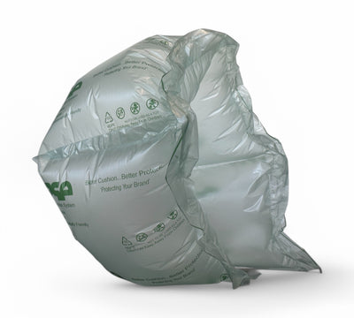 Air pillows 200 x 200mm shown rolled for lightweight void fill in e-commerce and warehouse shipping