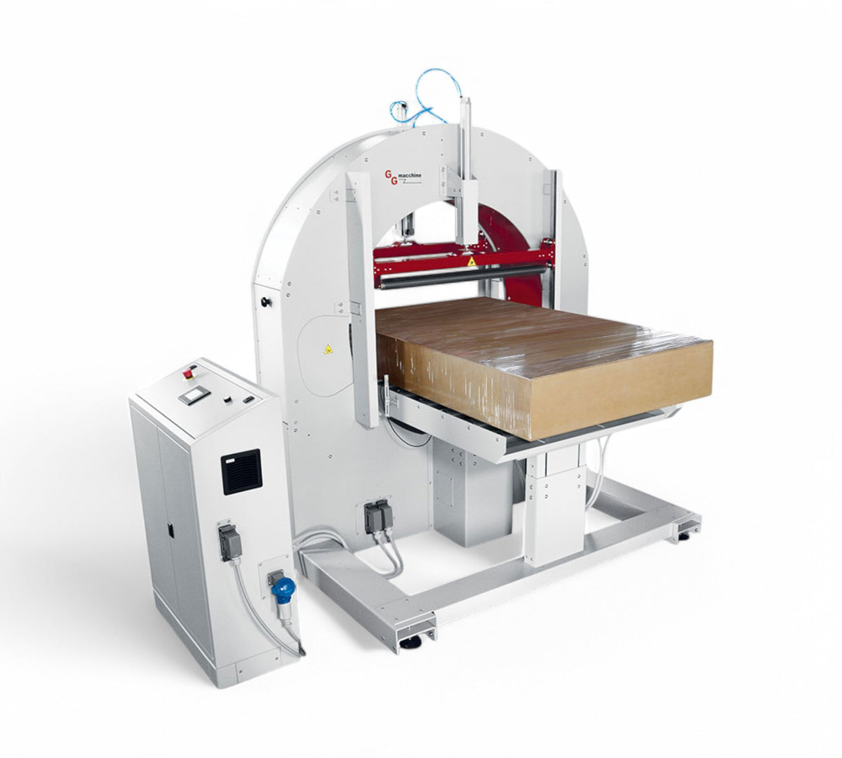 AT-A automatic horizontal wrapper in action |  wrapping large cardboard box with stretch film