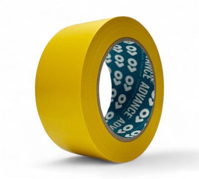 Yellow 48mm x 33m line marking tape displayed for floor safety lines and aisle demarcation