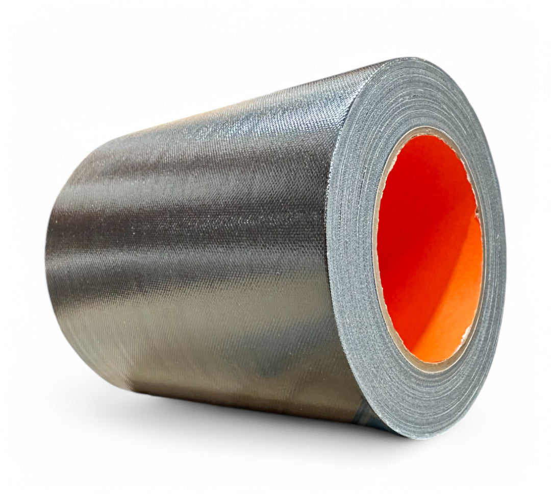 Black 144mm x 25m K140 cloth tape shown in wide format rolls for industrial wrapping and cable bundling