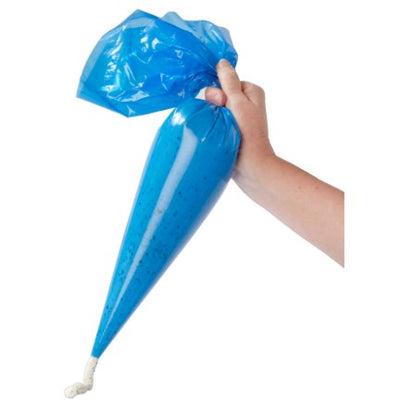 Blue piping bags 260 x 510mm shown rolled for decorating, foodservice, or industrial dispensing