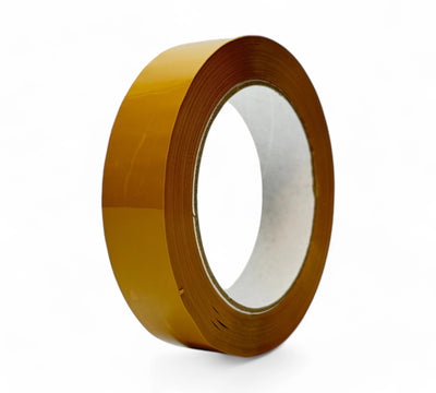 Brown 24mm x 75m packaging tape displayed in compact rolls for light carton sealing and bundling