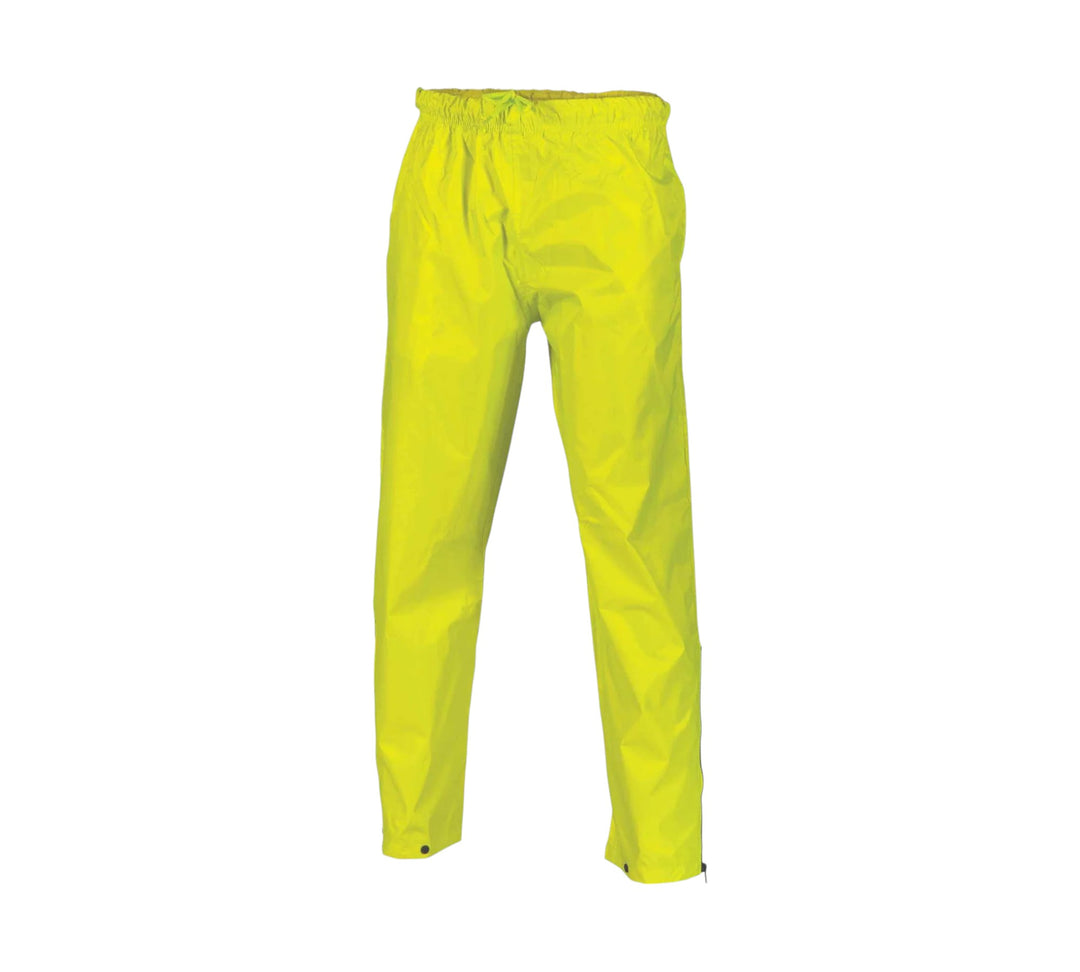Classic yellow rain pants 3707 shown folded with high-visibility waterproof finish for wet weather outdoor use