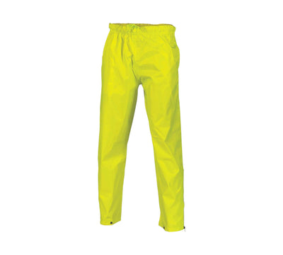 Classic yellow rain pants 3707 shown folded with high-visibility waterproof finish for wet weather outdoor use