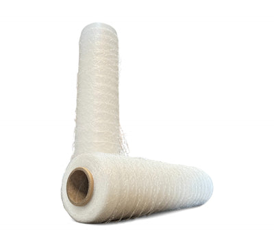 Roll of hand pallet netting 500mm x 750m standing upright, designed for ventilated load wrapping and pallet stabilization