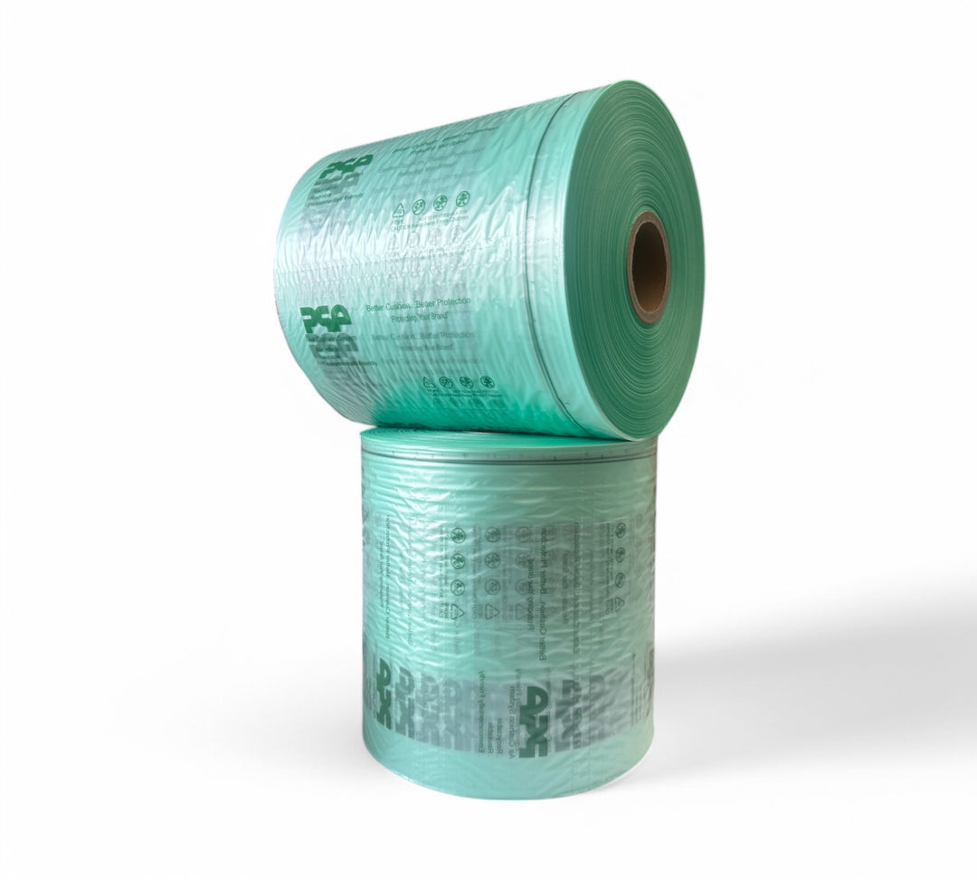 Compact AIR FILL 100 x 200mm x 700m displayed in rolls for automated air pillow void fill packaging systems