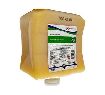 Deb Kresto Citrus heavy duty hand cleaner 2L displayed with citrus formula for effective dirt and oil removal