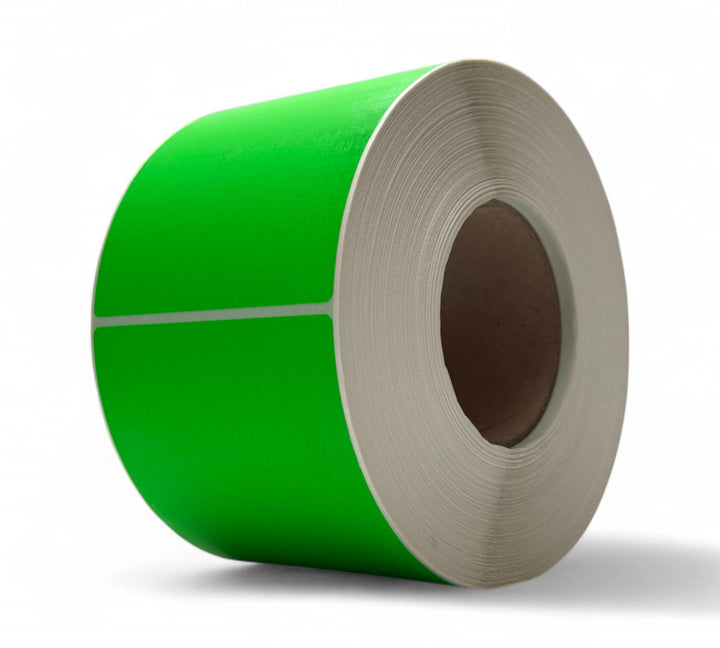 Fluro green 103 x 124mm thermal transfer labels in bold rolls ideal for picking systems and fast visual identification