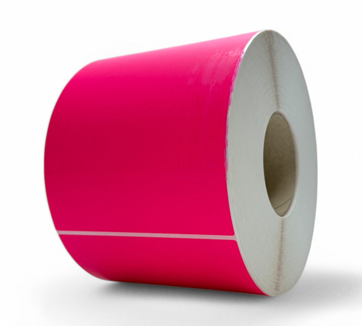 Fluro pink 150 x 200mm thermal labels in bold matte finish designed for vibrant identification and warehouse coding