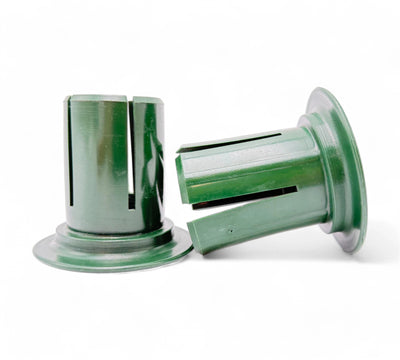 Green plastic end plugs for 450mmÐ500mm hand stretch film rolls, sold in bags of 50 for dispenser-free wrapping