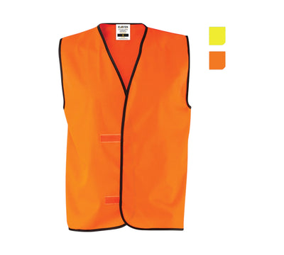 HiVis day safety vest orange displayed with Velcro front and reflective tape for general traffic and site visibility