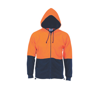 HiVis two tone full zip polar fleece hoodie 3927 displayed with dual-tone design, hoodie, and full zipper for winter safety wear