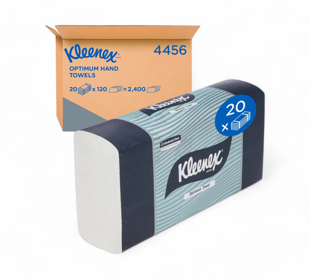 Kleenex Optimum hand towels 4456 shown folded for efficient dispensing in hygiene-critical environments