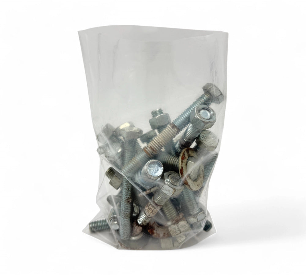 Plastic bags 100 x 170mm x 100um displayed in compact stacks for small part packaging or retail use