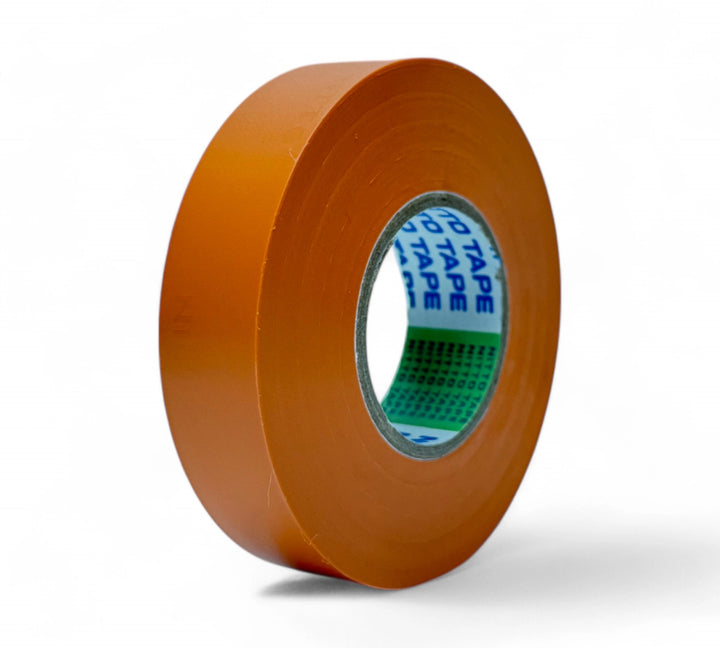 Orange 18mm x 20m premium PVC electrical tape in rolls for circuit marking and electrical hazard visibility