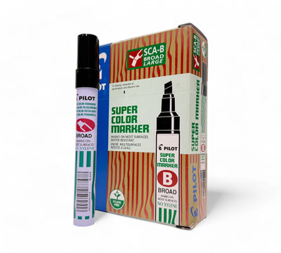 Pilot Super Colour bullet marker black shown with rounded tip for smooth writing on various surfaces