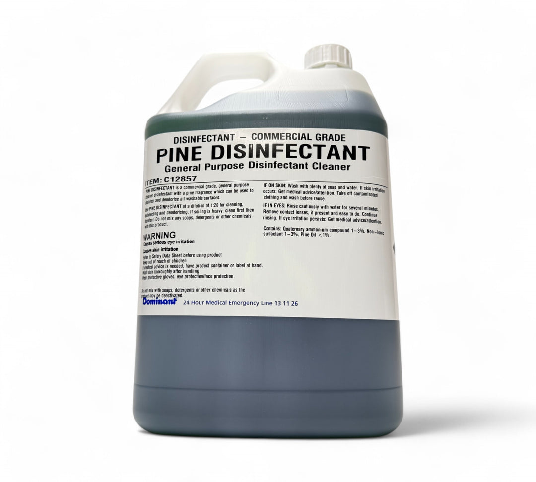Pine disinfectant 5L shown in jerry can for mopping and sanitising hard floors and high-contact surfaces