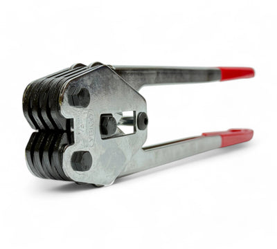 SGP12 poly strap sealer 12mm shown for sealing poly strapping in manual bundling applications