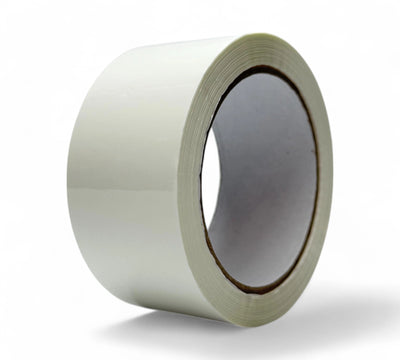 White 48mm x 66m PP packaging tape displayed for clean appearance in retail or light packaging