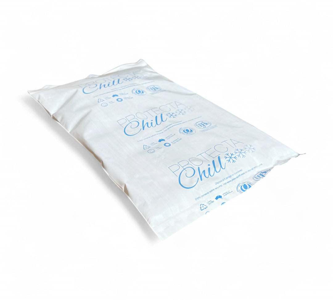 Protecta Chill gel pack 1kg shown in brick format for chilled transport and cold chain logistics