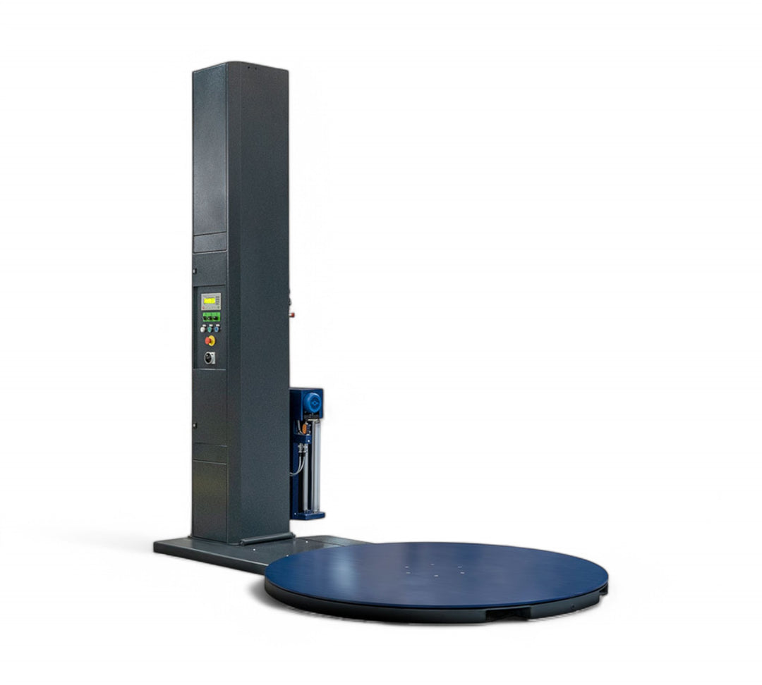 PSE 5100 vertical stretch wrapping machine with high-performance rotary turntable and precision film carriage for secure pallet stabilization