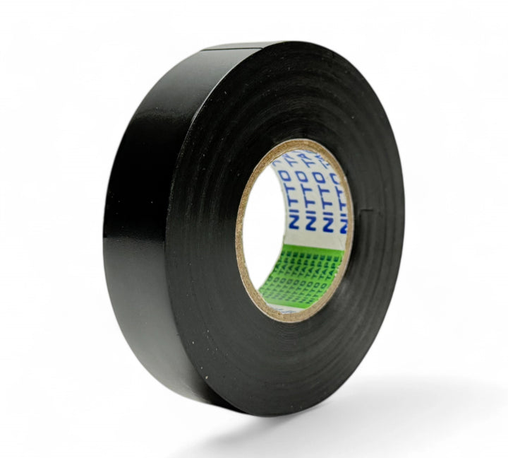 Black 18mm x 20m premium PVC electrical tape rolls displayed for insulation, wire bundling, and electrical sealing