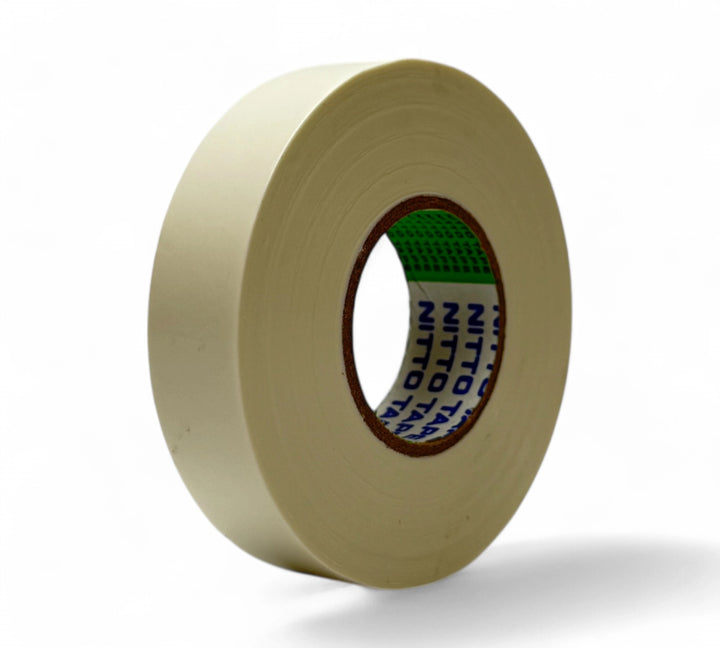White 18mm x 20m premium PVC electrical tape displayed for neutral wire identification and clean finish