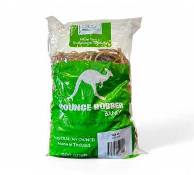 No.33 rubber bands in 500g bag displayed for packaging postal or industrial binding use