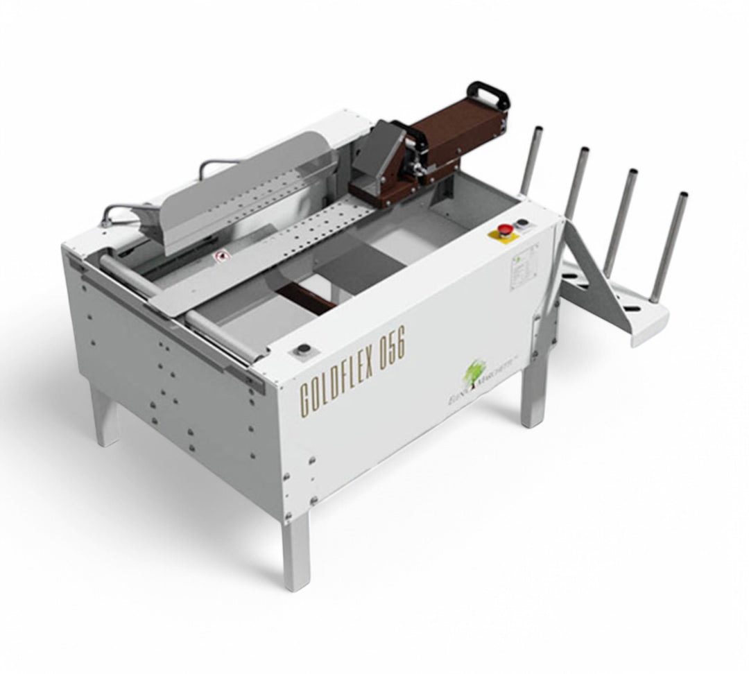 Goldflex 056P semi-automatic carton erector with side magazine for forming uniform boxes and folding bottom flaps manually