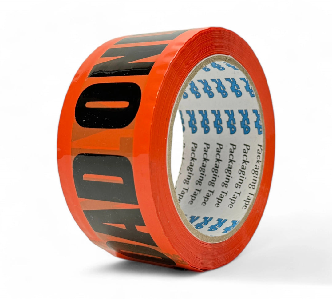 TOP LOAD ONLY low noise packing tape |  black print on fluoro orange, 48mm x 66m roll