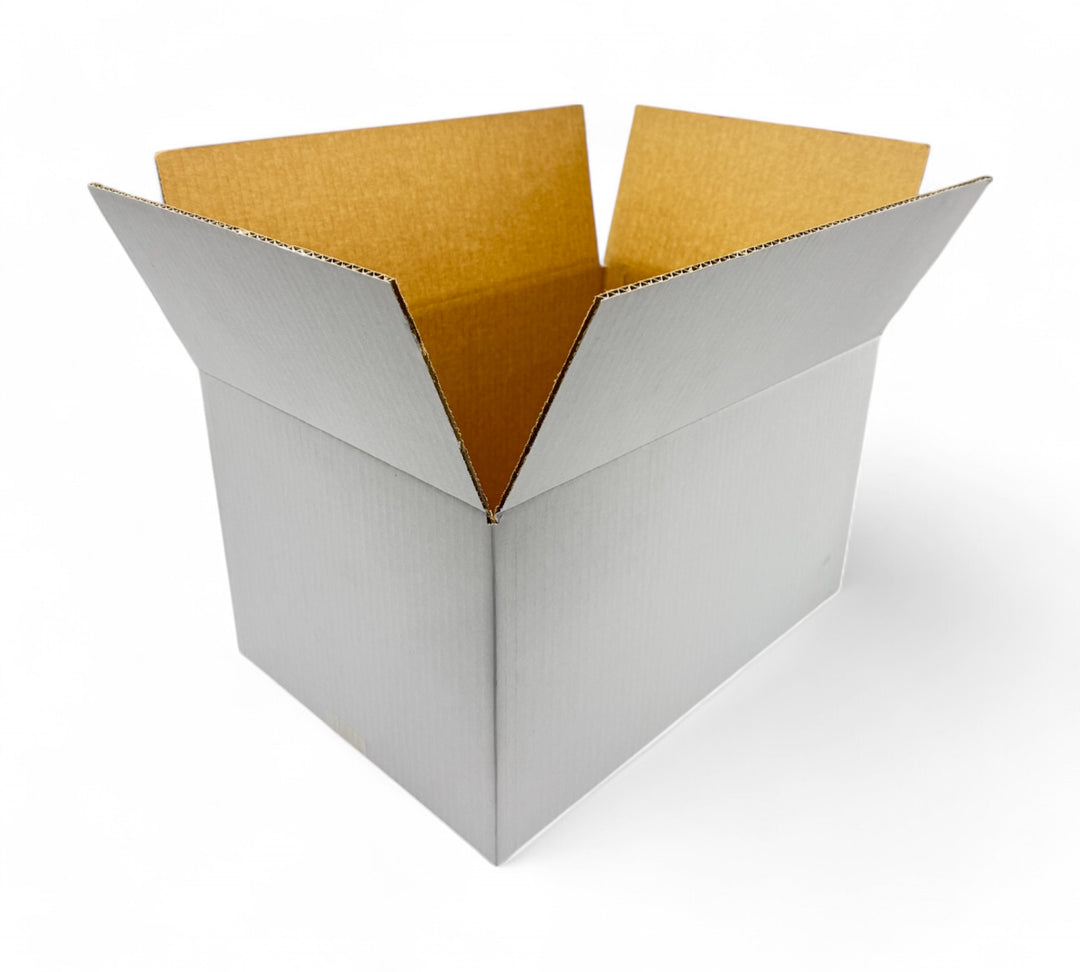 A3 white cardboard cartons 430 x 315 x 240mm shown for larger paperwork or flat product shipping