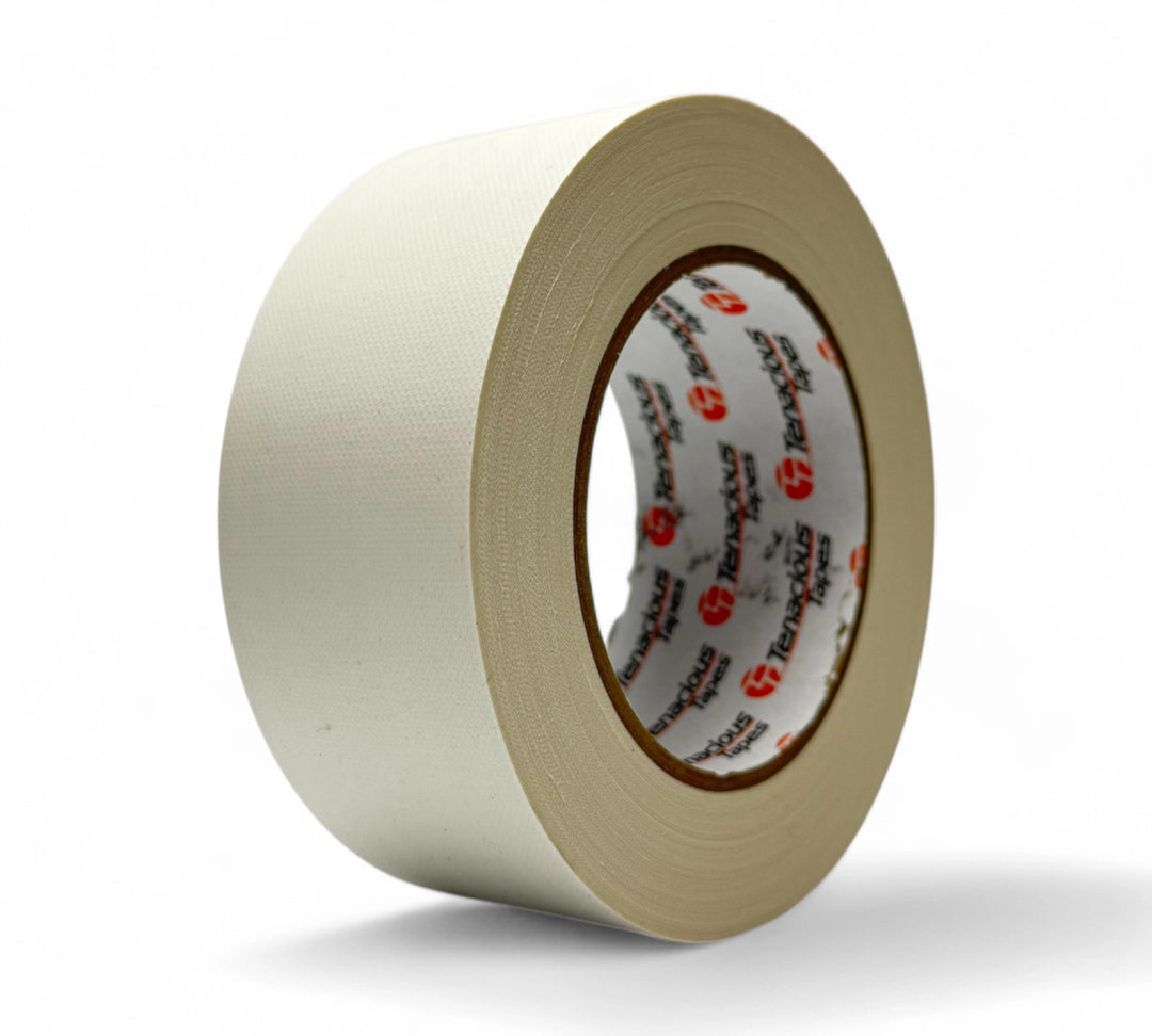 White 48mm x 25m K160 matte cloth tape rolls shown for general purpose indoor use or product protection