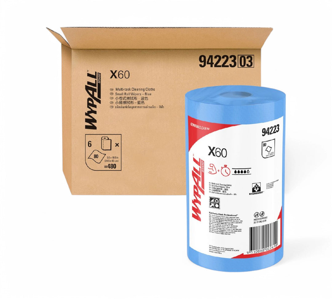 WYPALL 94223 X60 Blue Wiper 24.5cm x 42cm 80 wipers/roll (6 rolls/ctn)