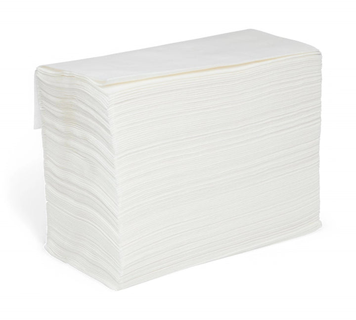 Wypall X60 pop-up poly wiper 94333 white displayed stacked for cleaning in food processing or medical environments
