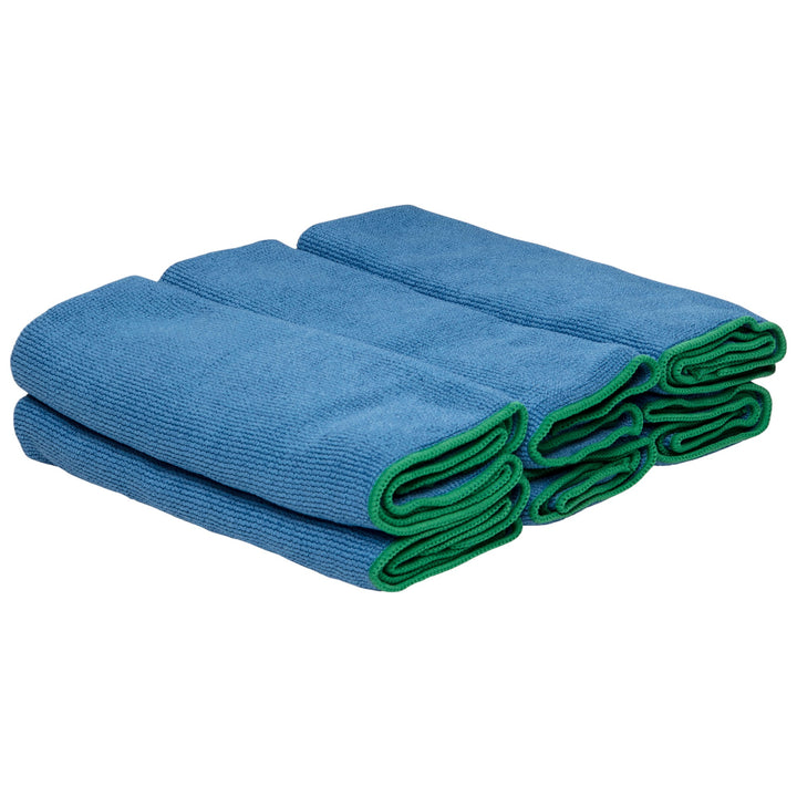 Wypall 83620 microfibre cloth blue displayed in stack of 6 for efficient wipe down in commercial or office spaces