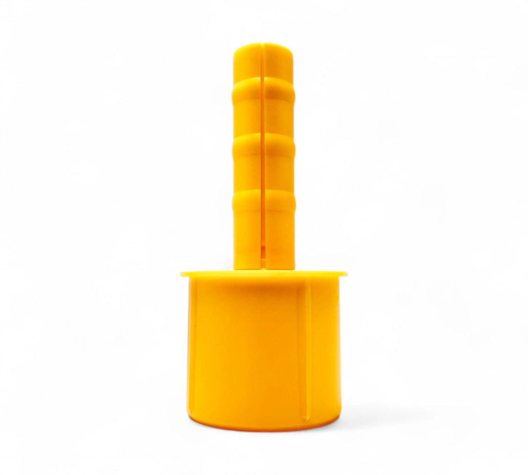 Yellow bundling film dispenser designed for 100mm and 125mm rolls, ideal for compact and controlled wrap application