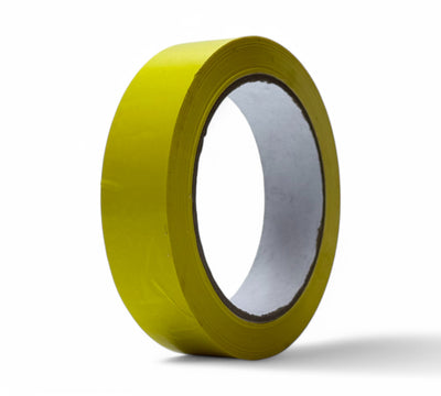 Yellow 24mm x 66m BT277 PVC tape rolls displayed for colour-coded electrical and packaging applications